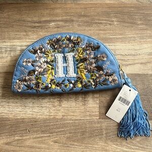 Anthropologie x Anne Harlow embroidered monogram change purse